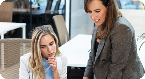 Two women thinking something