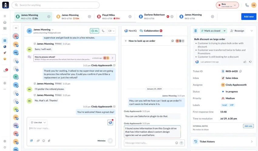 Nextiva omnichannel workflow dashboard
