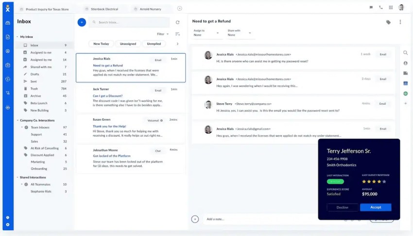 workforce communications platforms - Nextiva screen pop, call pop, inbox