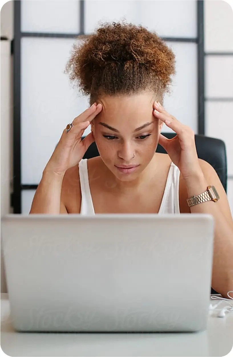 Woman working on a laptop