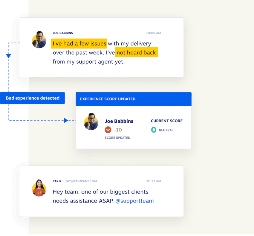 Customer sentiment experience score