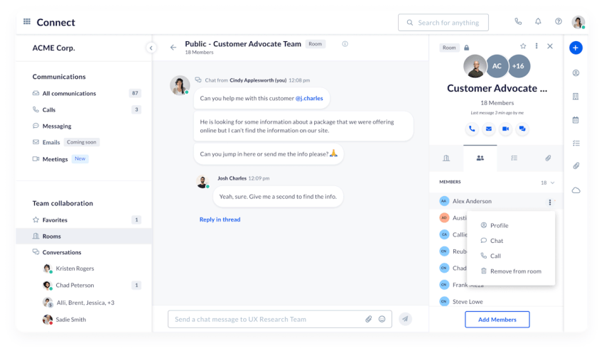 Team collaboration in Nextiva