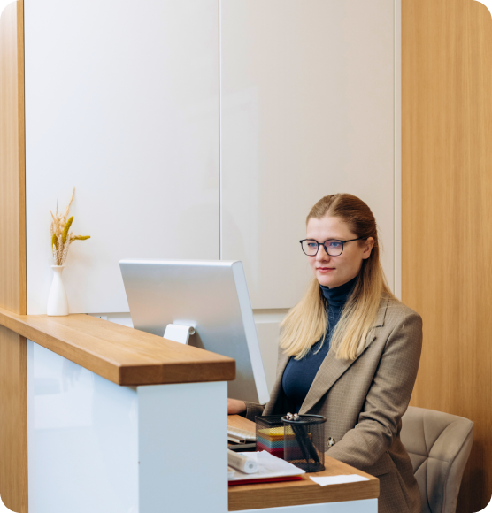 Woman working on computer