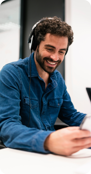 Man wearing headphones
