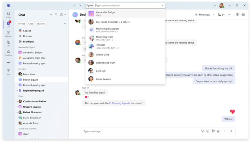 Screenshot of Microsoft Teams interface
