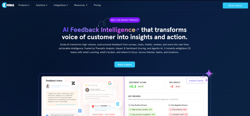 Screenshot of Zonka Feedback home page
