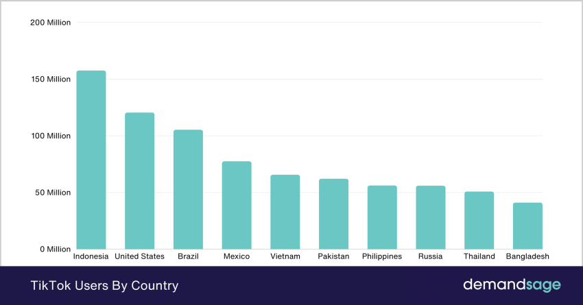 TikTok users by country