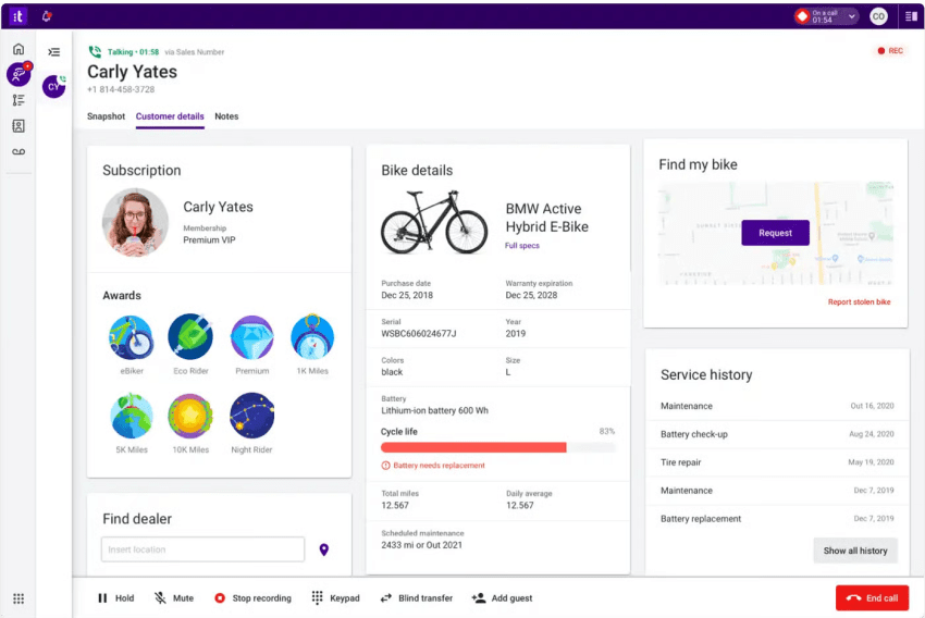 Talkdesk user interface 
