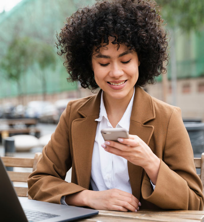 Woman looking at cell phone