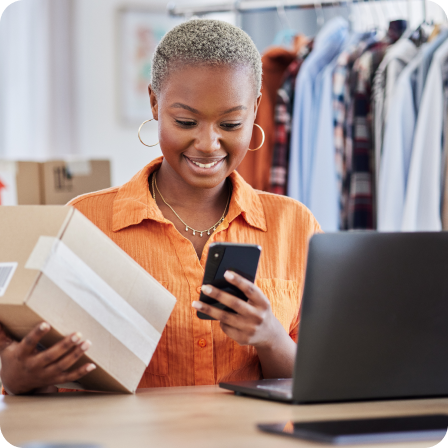 Woman looking at her cell phone