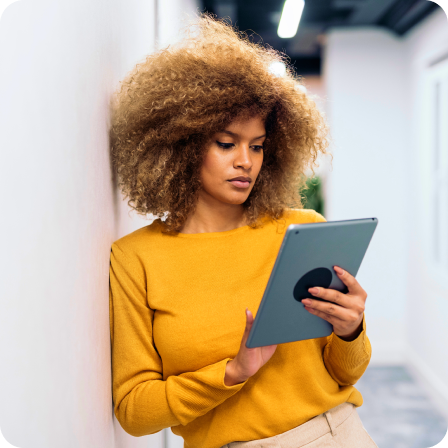 Woman looking at iPad