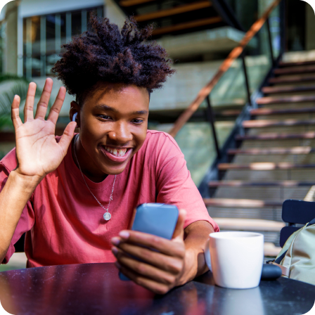 Man having a video call on his cell phone