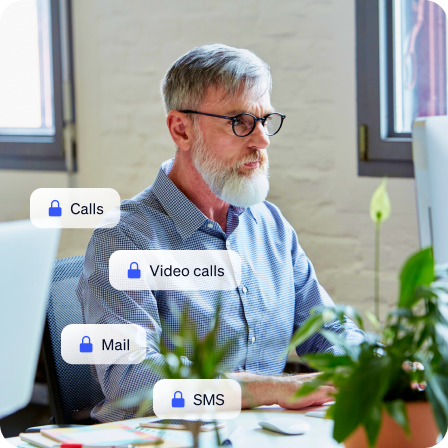 Senior man looking at computer
