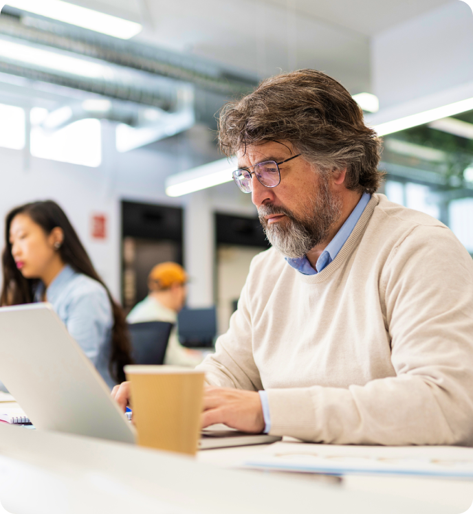 Man looking at a laptop