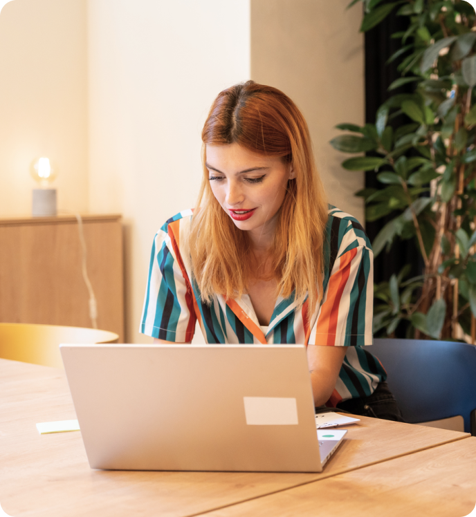 Woman working on a laptop
