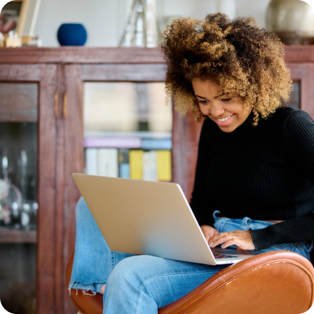 Woman working on laptop