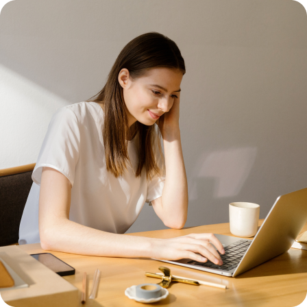 Woman working on laptop