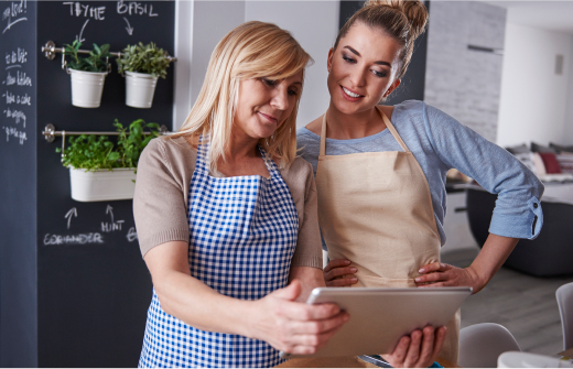 Two girls cooking